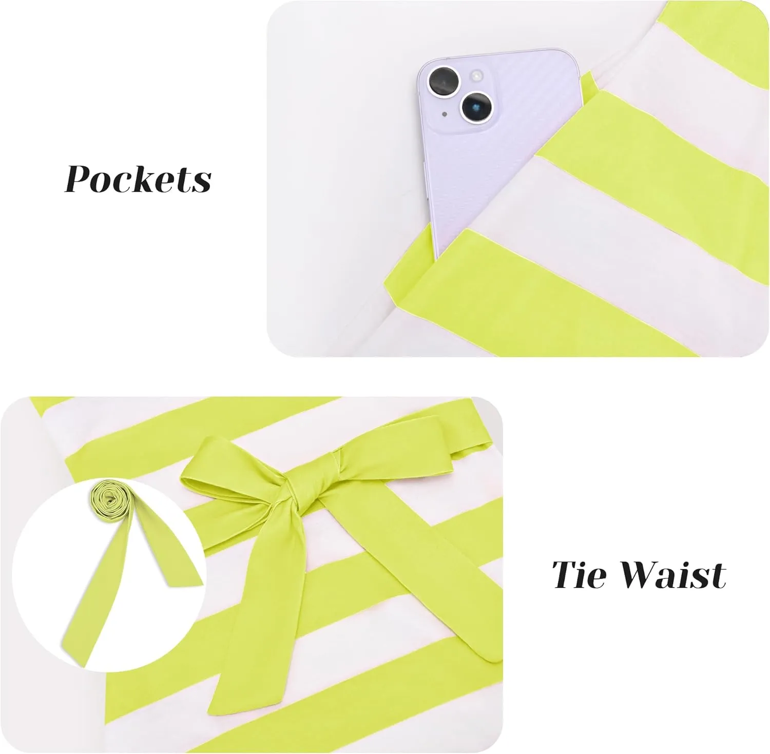 Women's Summer Dresses 2025 Striped Cap Sleeve T Shirt Crewneck Casual Dress A Line Tie Waist with Pockets