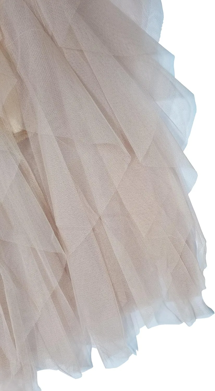 Womens Tulle Skirt Elastic High Waist Pleated A-line Fairy Skirt Layered Mesh Flowy Tutu Skirts