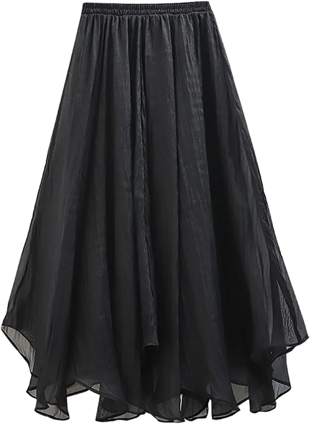 Womens Tulle Skirt Elastic High Waist Pleated A-line Fairy Skirt Layered Mesh Flowy Tutu Skirts