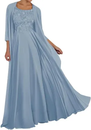 YRGERATON Mother of The Bride Groom Dresses for Wedding 3/4 Long Sleeve Chiffon Evening Grandmother Gowns JF64