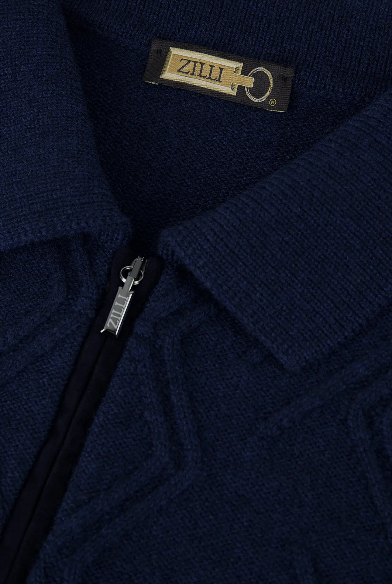 Zilli Mirror Lozenges Jacquard Weave Zipped Polo