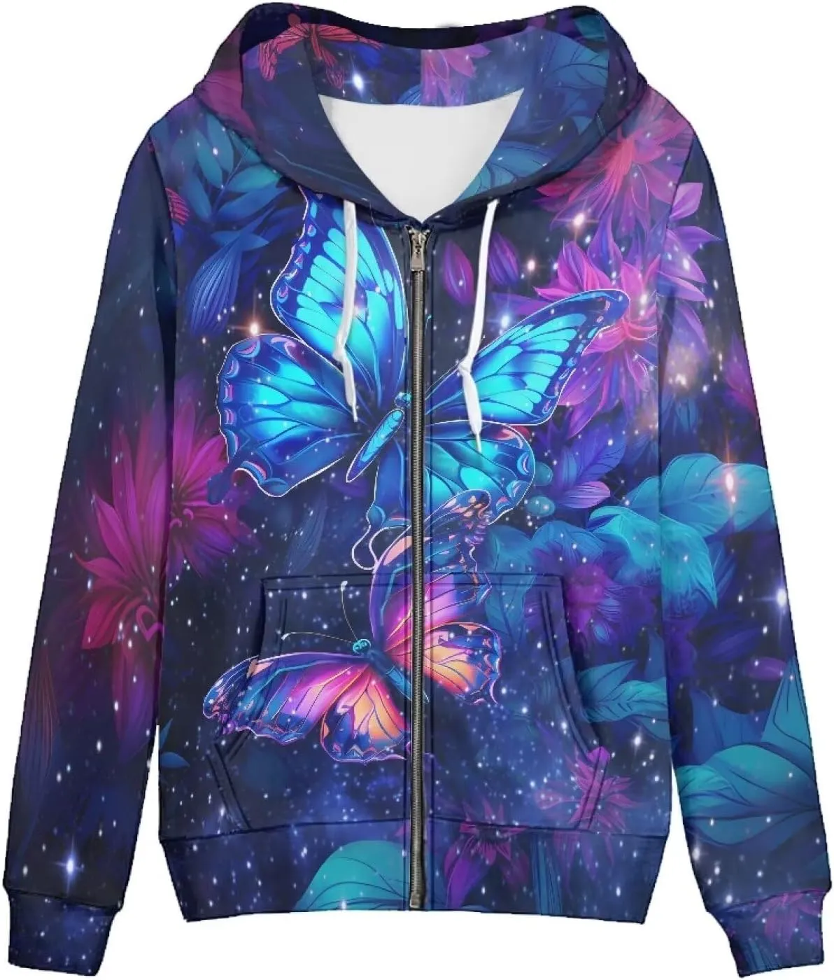 Zip Up Hoodie Women Long Sleeve Oversized Sweatshirts Fall Y2K Hoodie Jacket with Pockets
